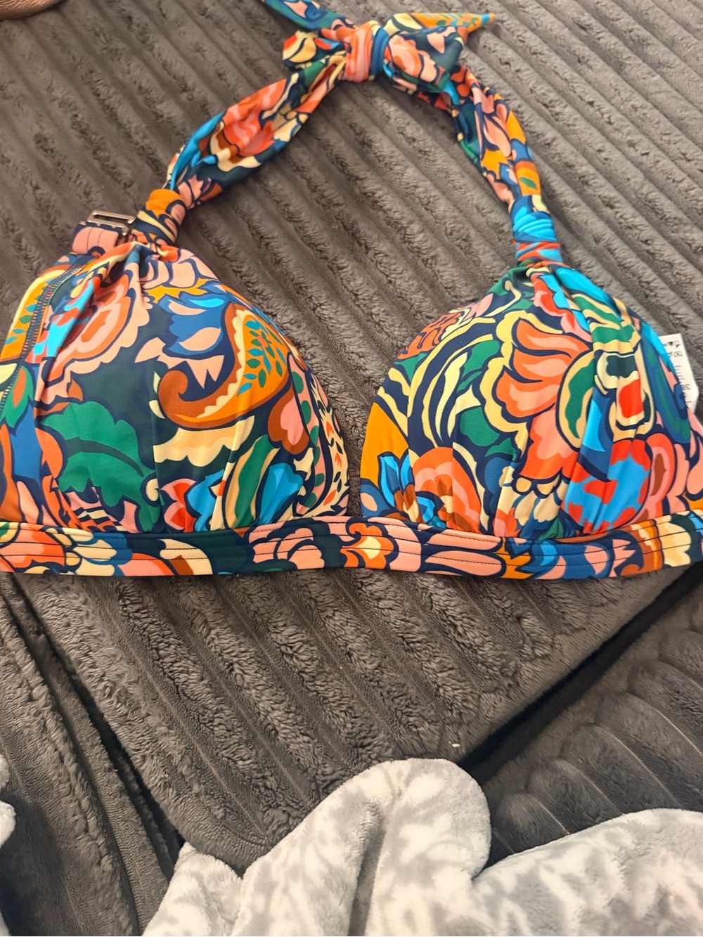 VENUS Fiesta Paisley White Lined Swim Top with Colorful Trim